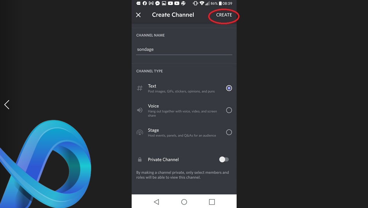 Faire un sondage Discord sur mobile