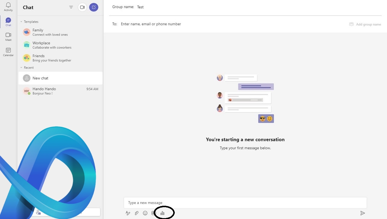 Créer un sondage Teams sur PC