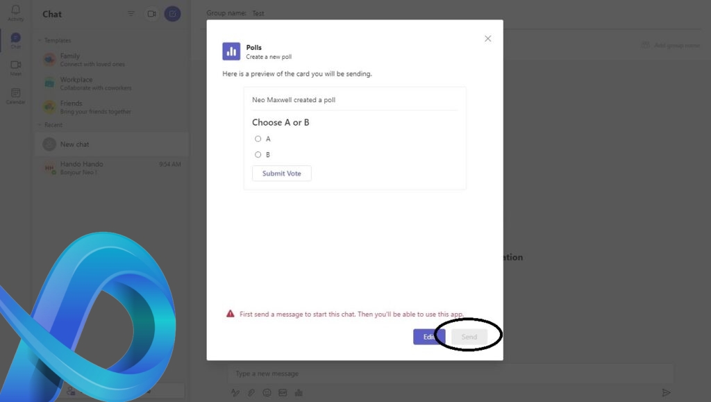 Créer un sondage Teams sur PC