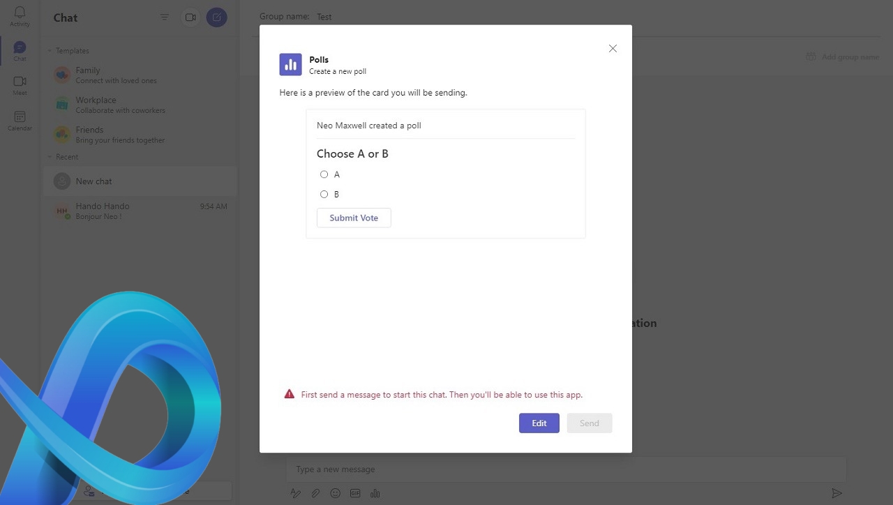 Créer un sondage Teams sur PC