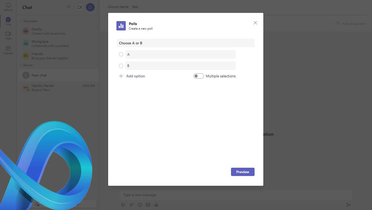 Créer un sondage Teams sur PC