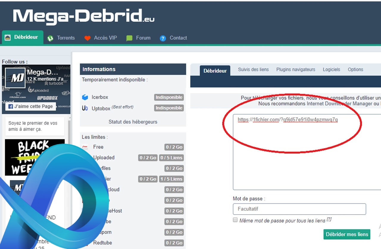 Débrideur 1fichier tuto