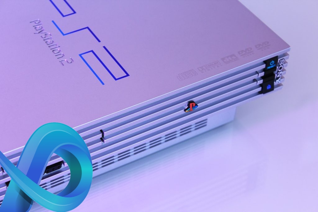 gray Sony PS2 console