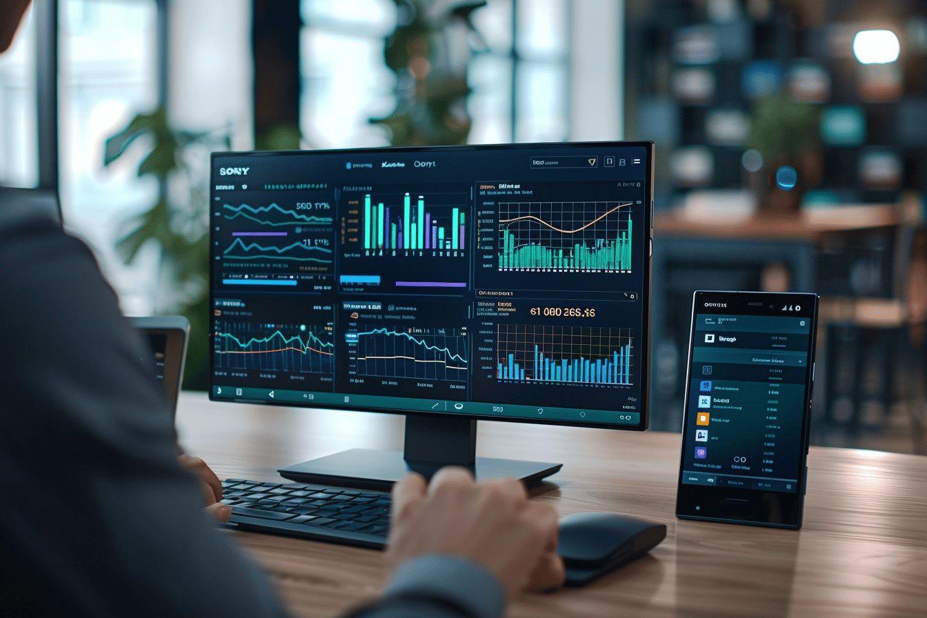 Écran d'ordinateur affichant des graphiques et des statistiques de données financières