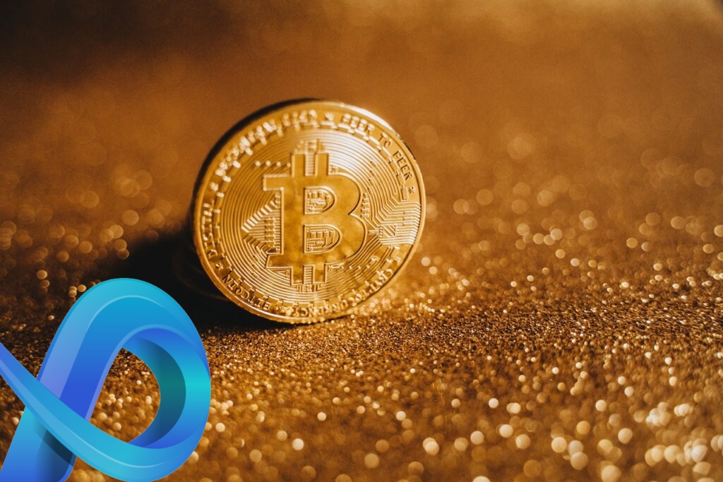 bitcoin dorée au milieu de grains d'or cryptomonnaie 2022