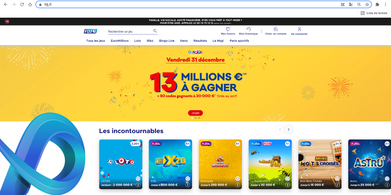 Quels sont les jeux disponibles sur l'application fdj.fr ?