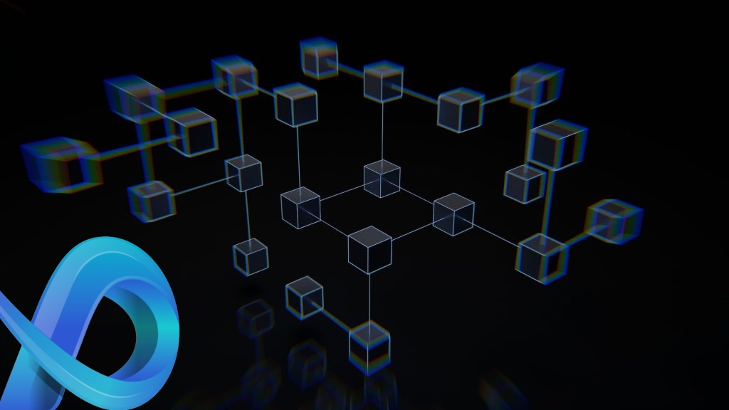 schéma en 3D représentant le fonctionnement de la blockchain