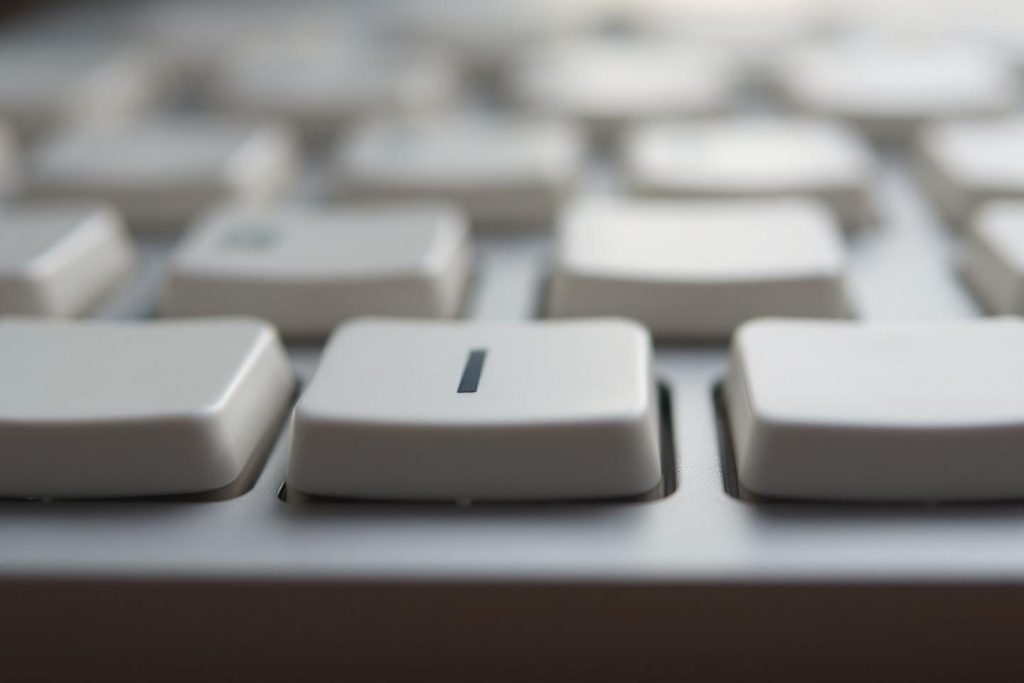 Gros plan sur des touches de clavier blanches rectangulaires