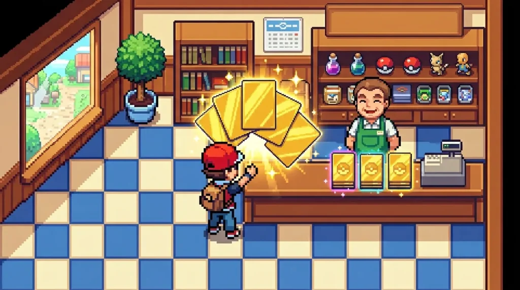 Dresseur échangeant des Pokémon or au centre Pokémon